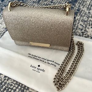 Kate Spade gold glitter crossbody with chain
